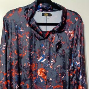 R&B Collection Multi Pattern Women's Long Sleeve Shirt Size 2X